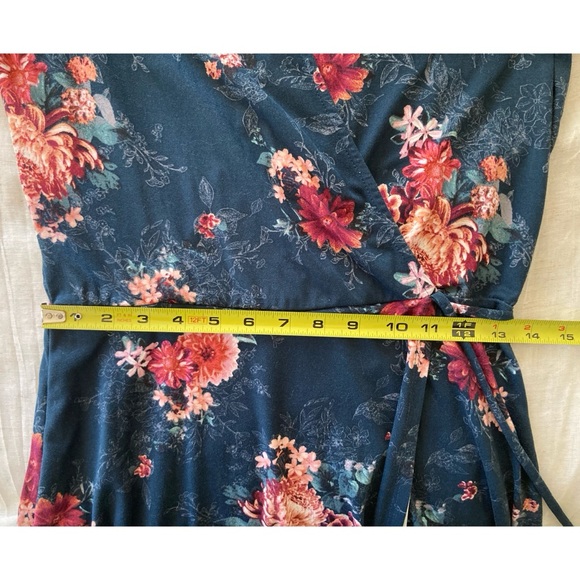 💐3/$12 Floral Knit Wrap Style Dress 3/4 Sleeves Tie Waist - Picture 14 of 15